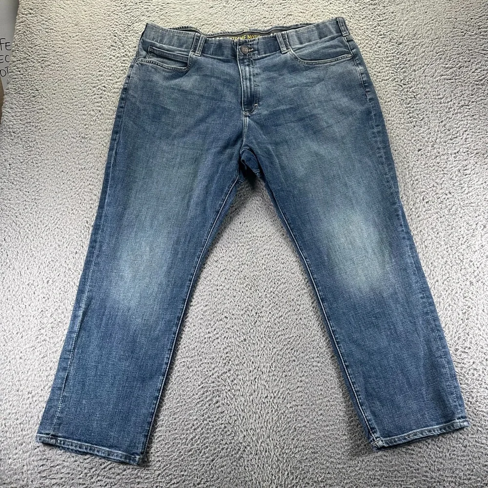 Lee Extreme Motion MVP Jeans Mens 42x30 Blue Cotton Denim Straight Faded Stretch